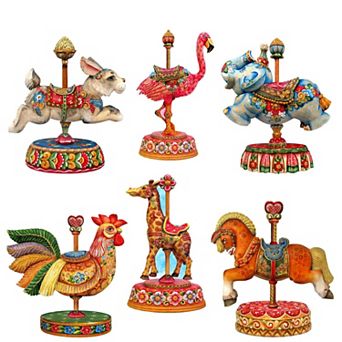 Carousel Decorative Wooden Magnets Set of 6 by G. Debrekht