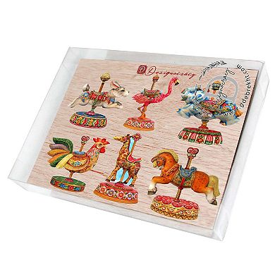 Carousel Decorative Wooden Magnets Set of 6 by G. Debrekht