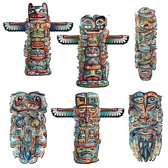 Spirit of the Totem Decorative Wooden Magnets Set of 6 by G. Debrekht