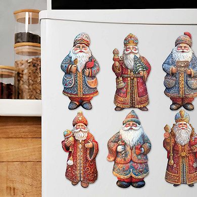 Santa Decorative Wooden Magnets Set of 6 by G. Debrekht
