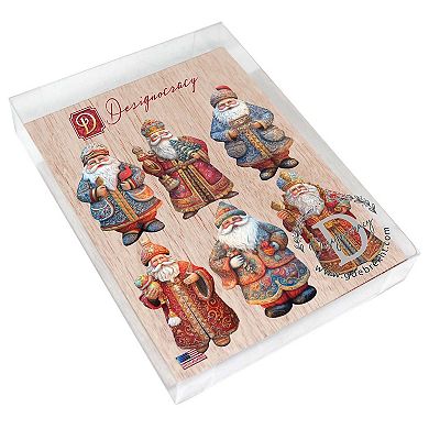 Santa Decorative Wooden Magnets Set of 6 by G. Debrekht