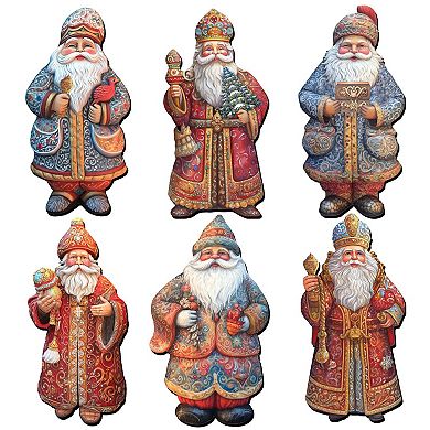 Santa Decorative Wooden Magnets Set of 6 by G. Debrekht