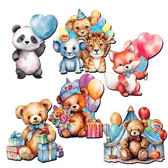 Happy Birthday Decorative Wooden Magnets Set of 6 by G. Debrekht