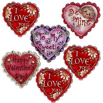 Hearts of Love Decorative Wooden Magnets Set of 6 by G. Debrekht
