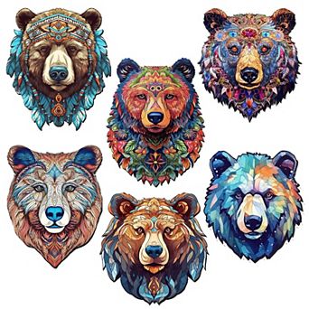 Mystical Bears Decorative Wooden Magnets Set of 6 by G. Debrekht