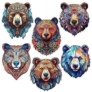 Mystical Bears Decorative Wooden Magnets Set of 6 by G. Debrekht
