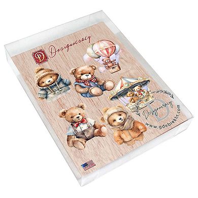 Teddy Bear Decorative Wooden Magnets Set of 6 by G. Debrekht