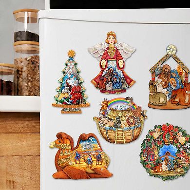 Nativity Decorative Wooden Magnets Set of 6 by G. Debrekht