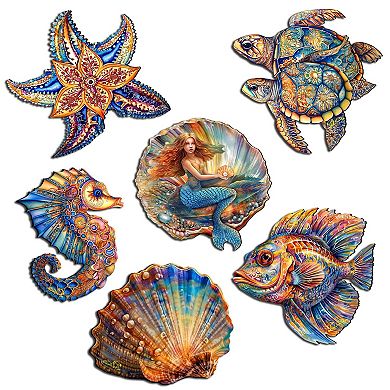 Mermaid and Friends Decorative Wooden Magnets Set of 6 by G. Debrekht