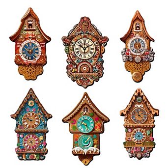 Miniature clock Decorative Wooden Magnets Set of 6 by G. Debrekht