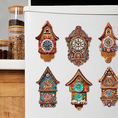 Miniature clock Decorative Wooden Magnets Set of 6 by G. Debrekht