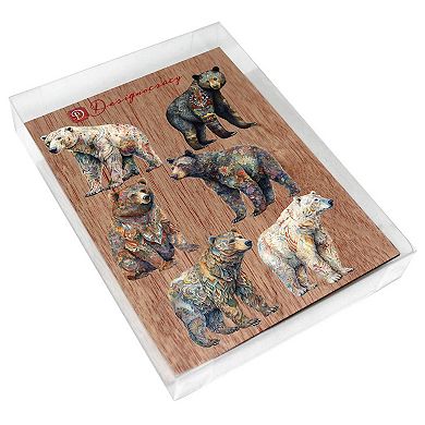 Bear Parade Decorative Wooden Magnets Set of 6 by G. Debrekht