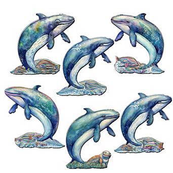 Whale's Melody Decorative Wooden Magnets Set of 6 by G. Debrekht