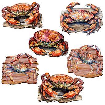 Crabs of the Wild Decorative Wooden Magnets Set of 6 by G. Debrekht