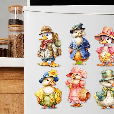 Easter Ducks Decorative Wooden Magnets Set of 6 by G. Debrekht