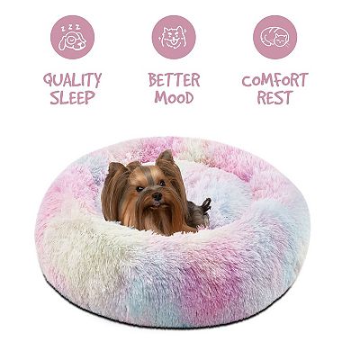 Friends Forever Donut Faux Fur Self Warming Indoor Round Donut Cuddler