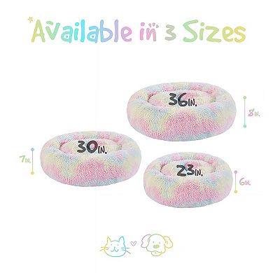 Friends Forever Donut Faux Fur Self Warming Indoor Round Donut Cuddler
