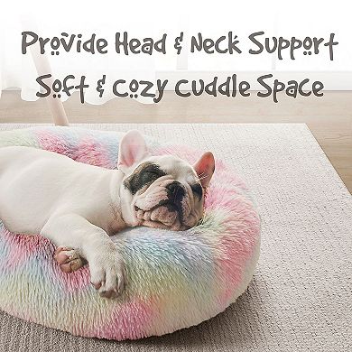 Friends Forever Donut Faux Fur Self Warming Indoor Round Donut Cuddler