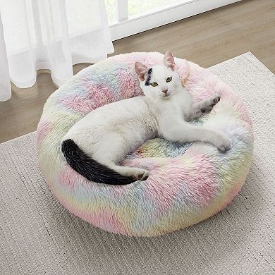 Friends Forever Donut Faux Fur Self Warming Indoor Round Donut Cuddler