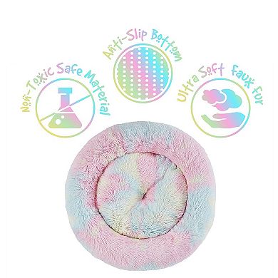 Friends Forever Donut Faux Fur Self Warming Indoor Round Donut Cuddler