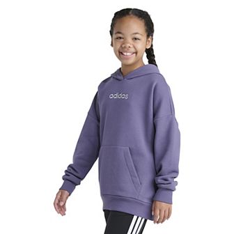 Girls adidas Long Sleeve Embroidered Fleece Pullover Hoodie