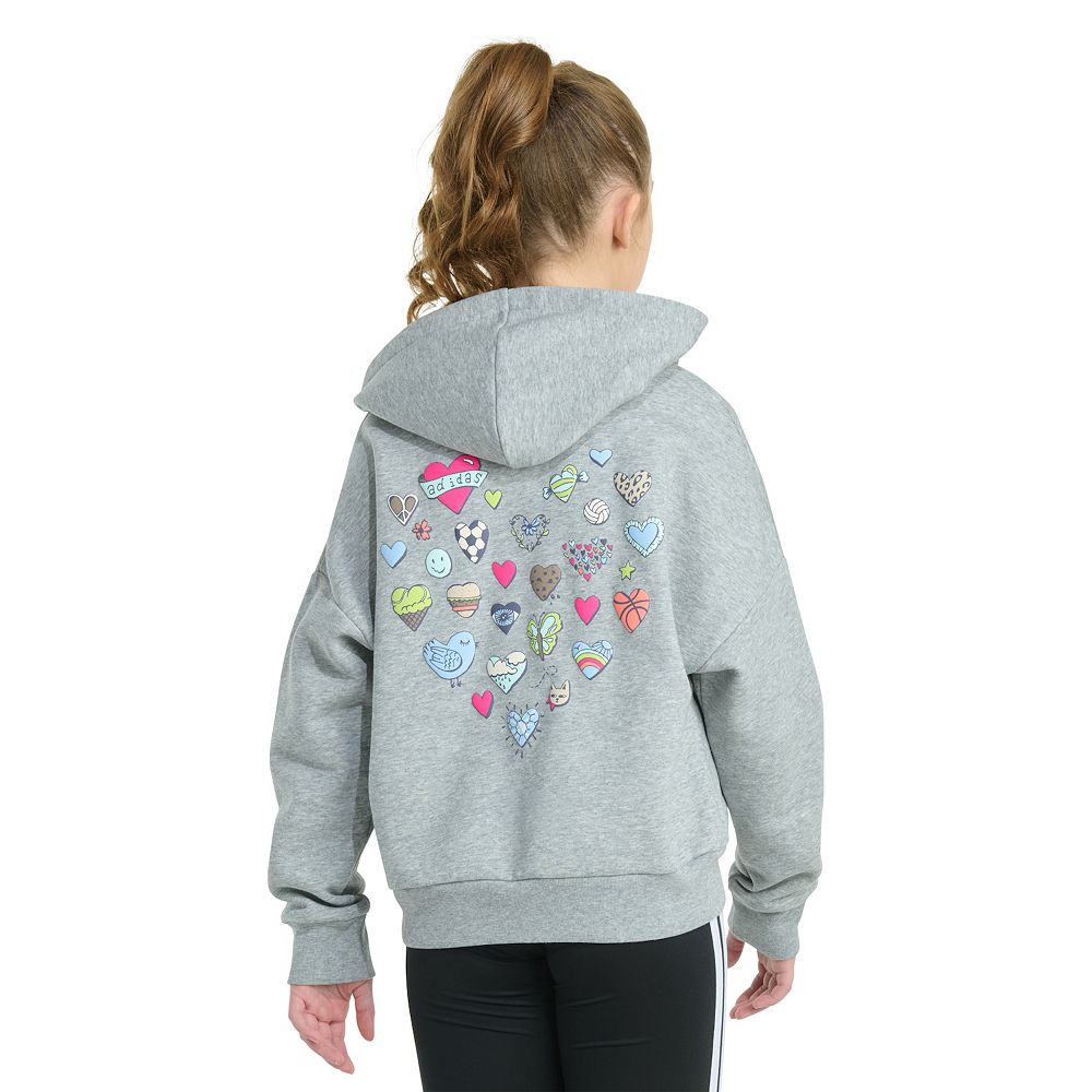 Girls 7-16 adidas Heather Multi Graphic Long Sleeve Pullover Hoodie