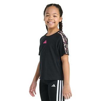Girls adidas Short Sleeve Printed Raglan Tee