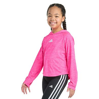 Girls adidas Long Sleeve Hooded Mélange Top