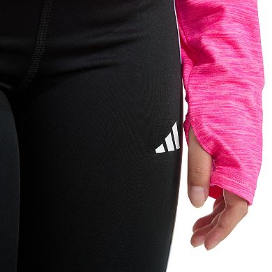 Girls adidas Long Sleeve Hooded Mélange Top