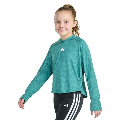 Girls adidas Long Sleeve Hooded Mélange Top