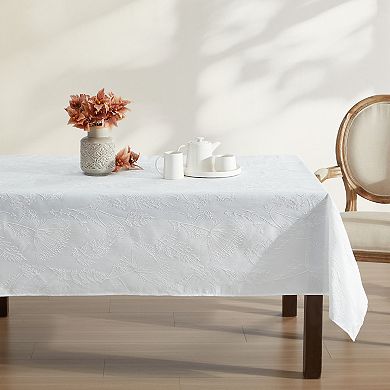 Laura Ashley Cynthia White Raised Woven Tablecloth