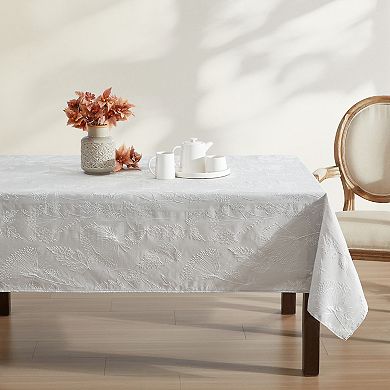 Laura Ashley Cynthia White Raised Woven Tablecloth