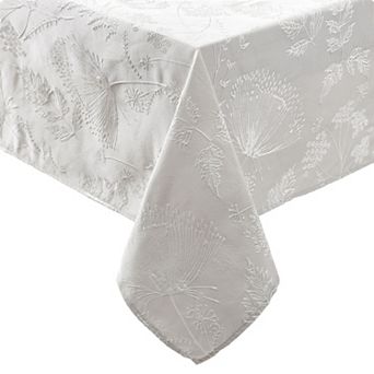 Laura Ashley Cynthia White Raised Woven Tablecloth