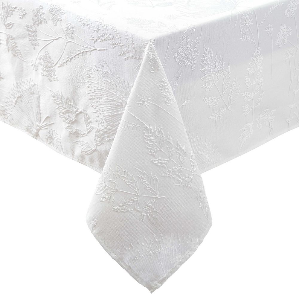 Laura Ashley Cynthia White Raised Woven Tablecloth
