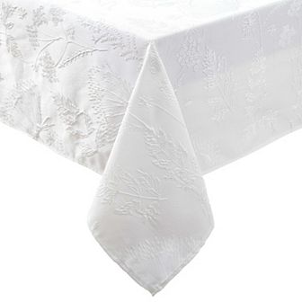 Laura Ashley Cynthia White Raised Woven Tablecloth