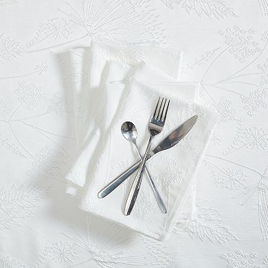 Laura Ashley Cynthia White Raised Woven 6 pc Napkin Set