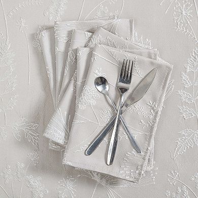 Laura Ashley Cynthia White Raised Woven 6 pc Napkin Set