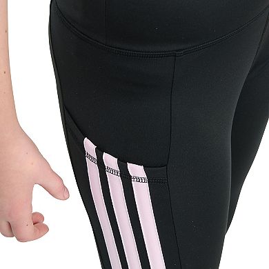 Girls 7-16 adidas Flat Waistband Cell Phone Pocket 3-Stripe Leggings
