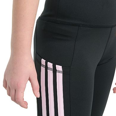 Girls 7-16 adidas Flat Waistband Cell Phone Pocket 3-Stripe Leggings