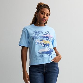 Juniors' Corvette Cars Stacked Tropical Vibes Skimmer Graphic Tee