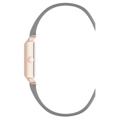 Nine West Women's Rose Gold Tone Square Case Watch with Gray Strap
