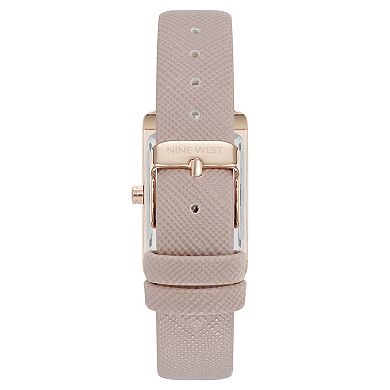 Nine West Women's Rose Gold Tone Strap Square Case Watch