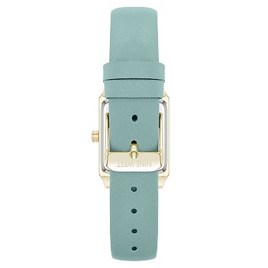 Nine West Women's Gold Tone Square Case Watch with Mint Strap