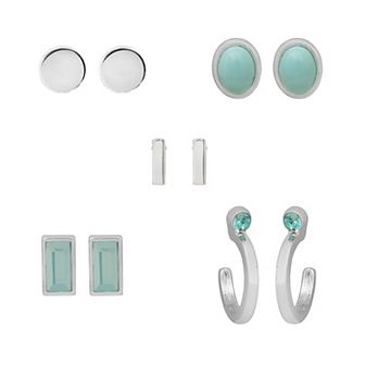 LC Lauren Conrad 5 Pair Geo Stone Earring Set