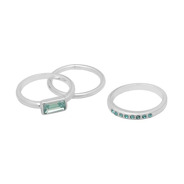 LC Lauren Conrad Silver Tone Baguette Stone Stack Ring Set