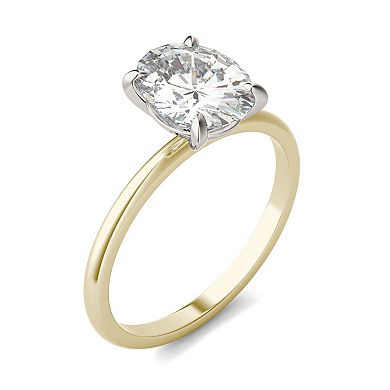Charles & Colvard 14k Two Tone Gold 2 Carat T.W. Lab-Created Moissanite Solitaire Ring