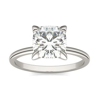 Charles & Colvard 14k White Gold 2 Carat T.W. Lab-Created Moissanite Cushion Solitaire Ring