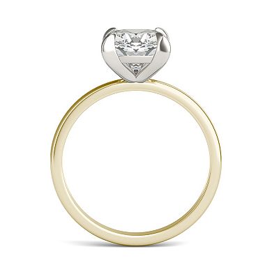 Charles & Colvard 14k Two Tone Gold 2 Carat T.W. Lab-Created Moissanite Cushion Solitaire Ring