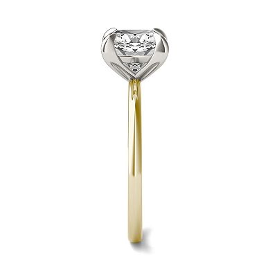 Charles & Colvard 14k Two Tone Gold 2 Carat T.W. Lab-Created Moissanite Cushion Solitaire Ring