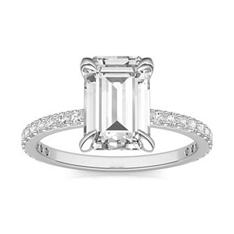 Charles & Colvard 14k White Gold 2 ⅞ Carat T.W. Lab-Created Moissanite Emerald Ring
